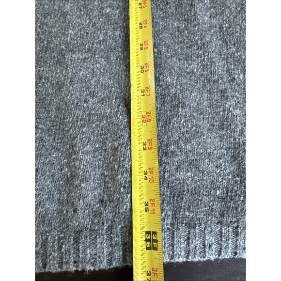 Bass Gray Knit Sweater Dress Red & White Patterned Yoke Long Sleeves Knee-Length - Picture 6 of 9